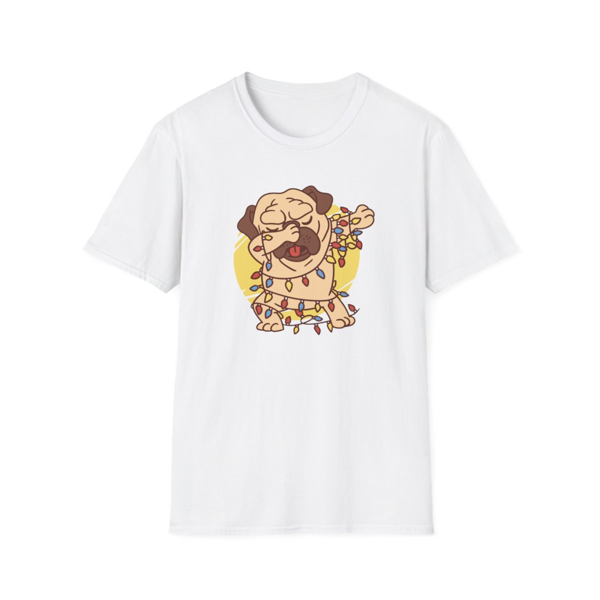 Dabbing Pug Christmas Lights T-Shirt