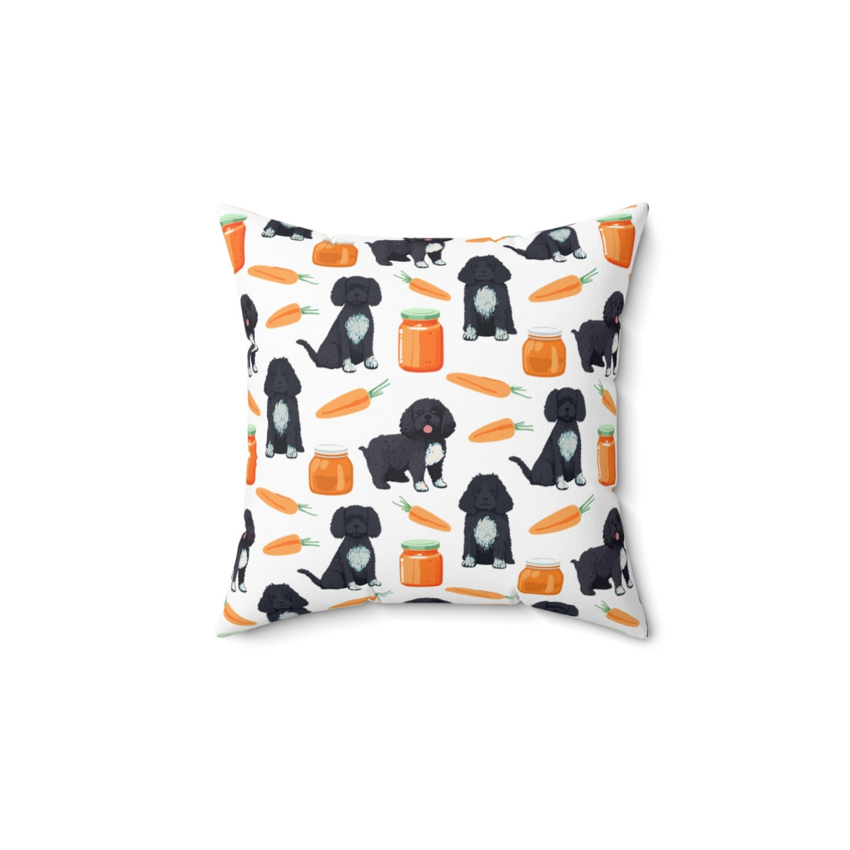 Cute Dog, Carrot, and Jar Pillow