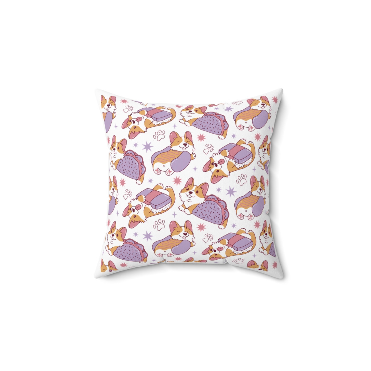 Corgi Dog Food Pattern Pillow