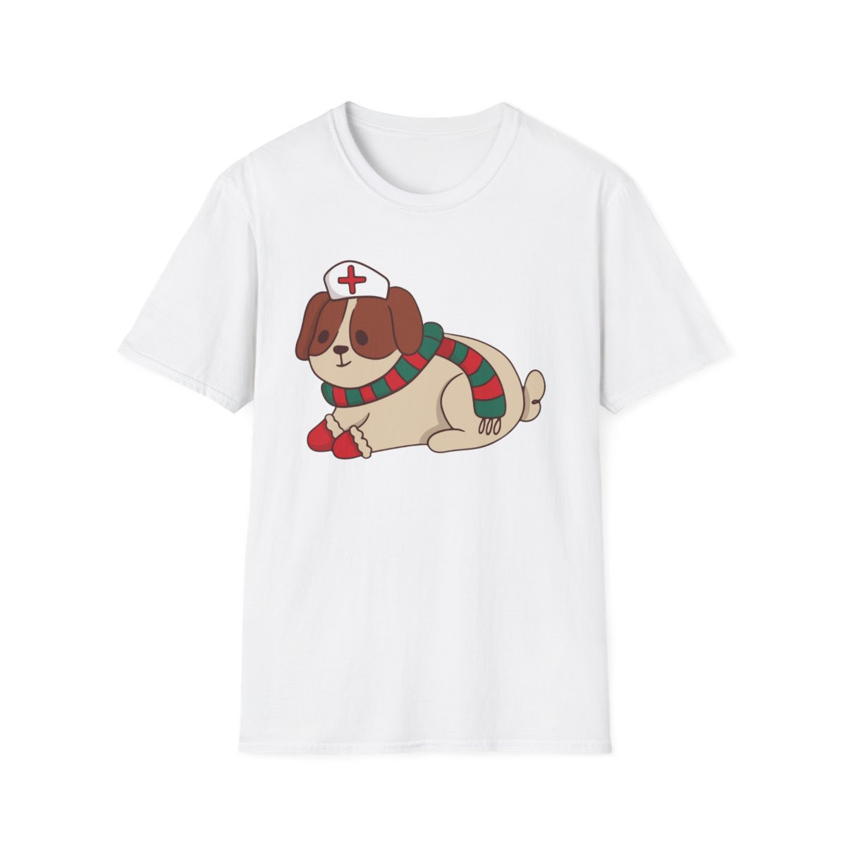 Christmas Canine Nurse Cap and Scarf T-Shirt