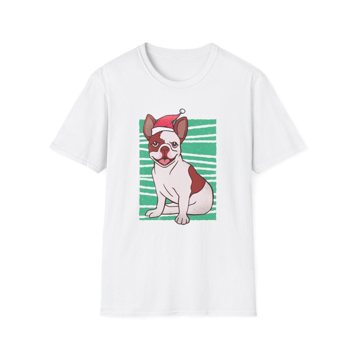 Merry Bull Dog Christmas Cap T-Shirt