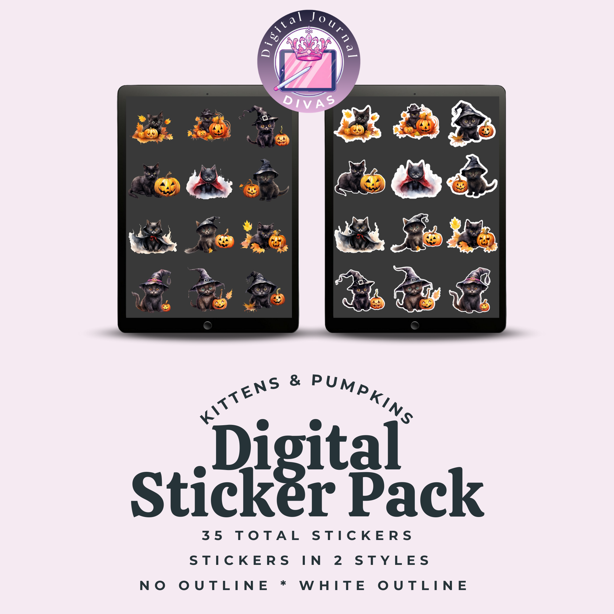 [Digital Stickers] Kittens & Pumpkins Bundle 35 PNGs