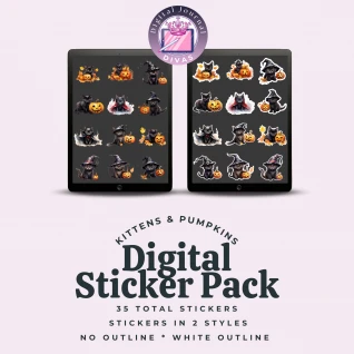 [Digital Stickers] Kittens & Pumpkins Bundle 35 PNGs
