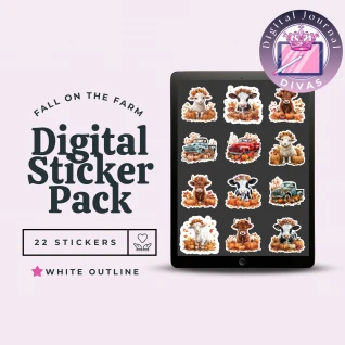 [Digital Stickers] Fall on the Farm (White Outline) 22 PNGs