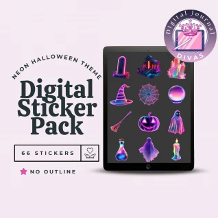 [Digital Stickers] Neon Halloween (No Outline) 66 PNGs
