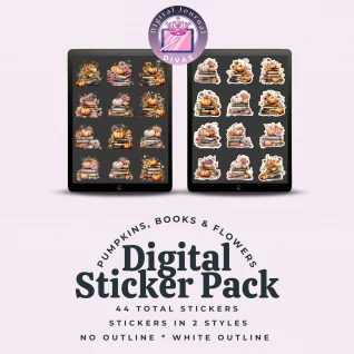 [Digital Stickers] Pumpkins, Books, & Flowers BUNDLE 44 PNGs
