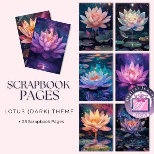 [Scrapbook Pages]  Lotus Theme Pages (Dark)