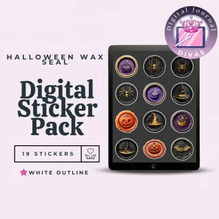 [Digital Stickers] Halloween Wax Seal Stickers (White Outline) 19 PNGs