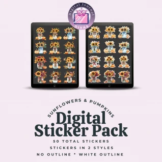 [Digital Stickers] Sunflowers & Pumpkins BUNDLE 50 PNGs