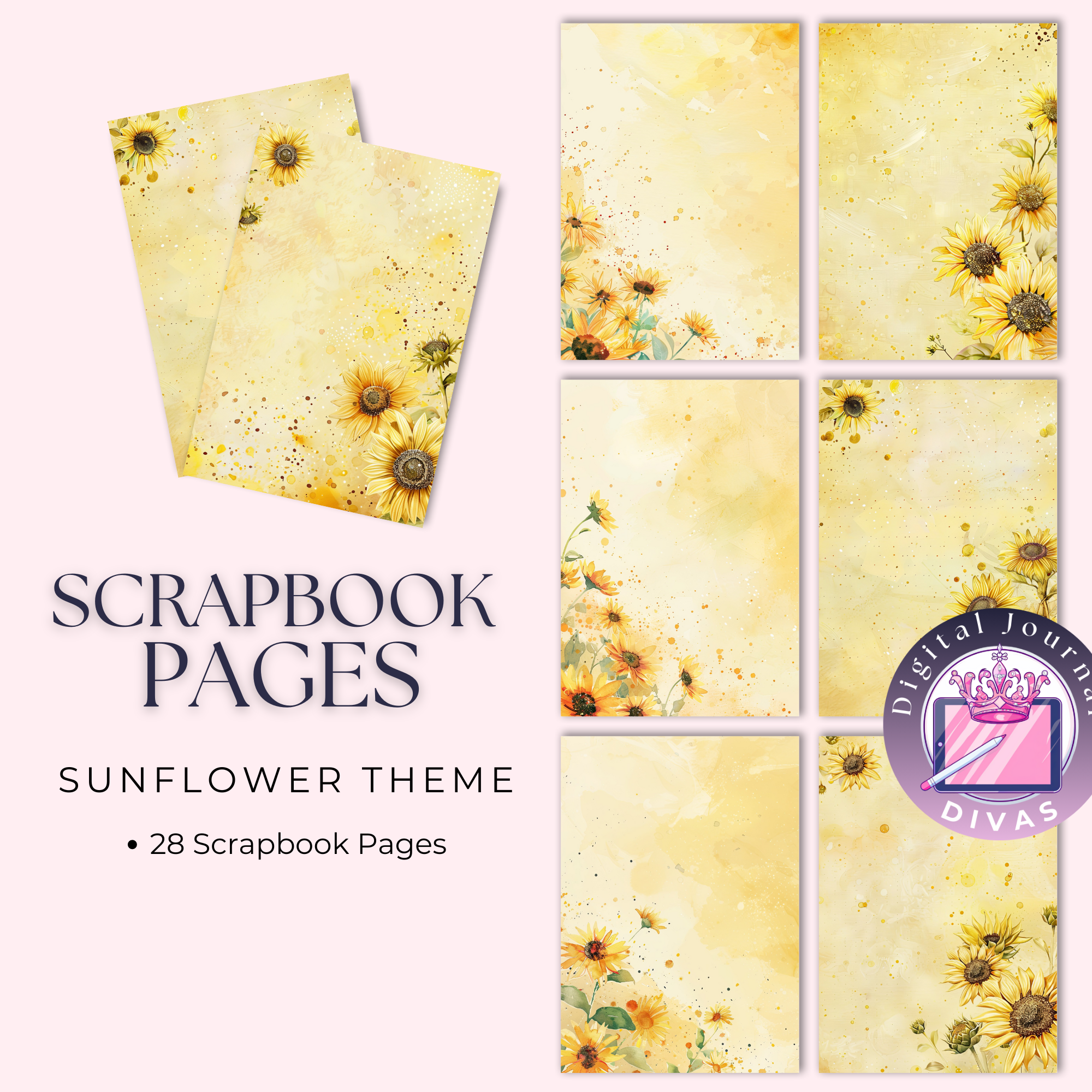 [Scrapbook Pages]  Sunflower Pages 28 PNGs