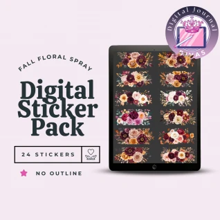 [Digital Stickers] Fall Floral Spray (No Outline) 24 PNGs