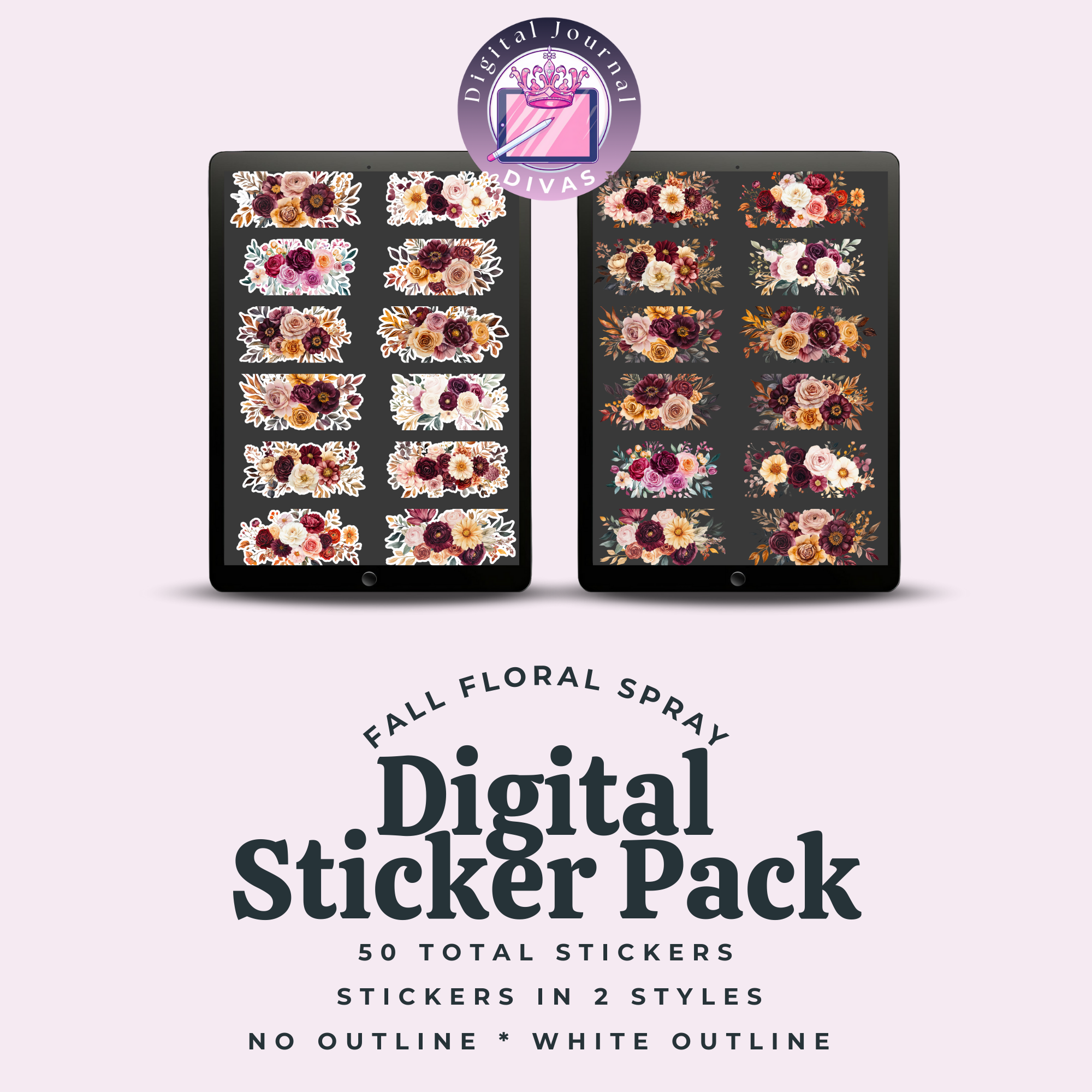 [Digital Stickers] Fall Floral Spray BUNDLE 50 PNGs