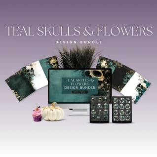 [Design Bundle] Teal Skulls & Flowers Design Bundle