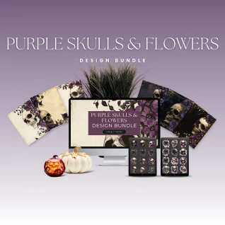 [Design Bundle] Purple Skulls & Flowers Design Bundle