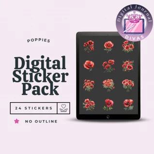 [Digital Stickers] Poppies (No Outline) 24 PNGs