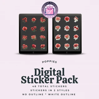 [Digital Stickers] Poppies BUNDLE 48 PNGs