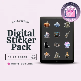 [Digital Stickers] Halloween (White Outline) 47 PNGs