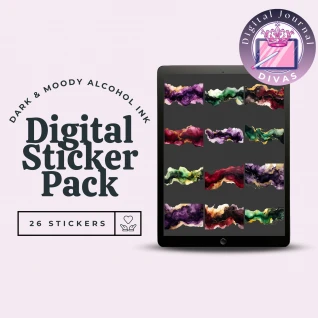 [Digital Stickers] Dark & Moody Alcohol Ink 26 PNGs