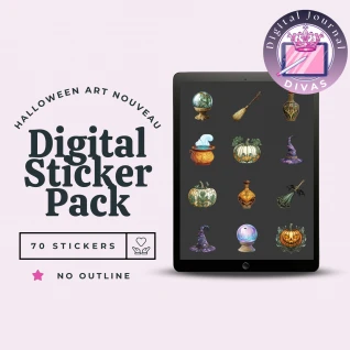 [Digital Stickers] Halloween Art Nouveau (No Outline) 70 PNGs