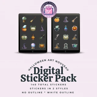 [Digital Stickers] Halloween Art Nouveau BUNDLE 140 PNGs