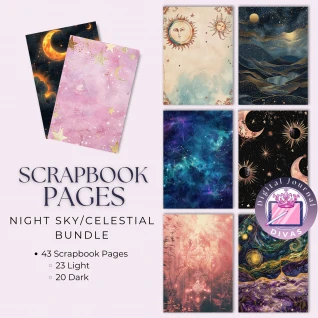 [Scrapbook Pages] Night Sky / Celestial BUNDLE 43 PNGs
