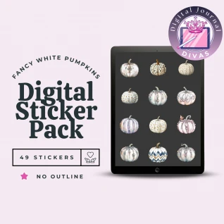 [Digital Stickers] Fancy White Pumpkins (No Outline) 49 PNGs