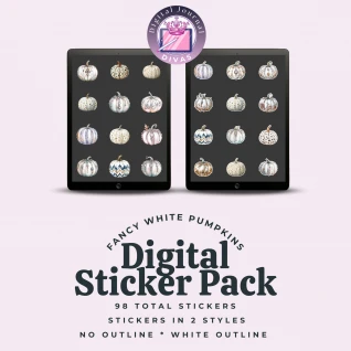 [Digital Stickers] Fancy White Pumpkins BUNDLE 98 PNGs