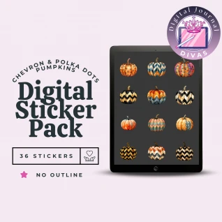 [Digital Stickers] Chevron & Polka Dots Pumpkins (No Outline) 36 PNGs