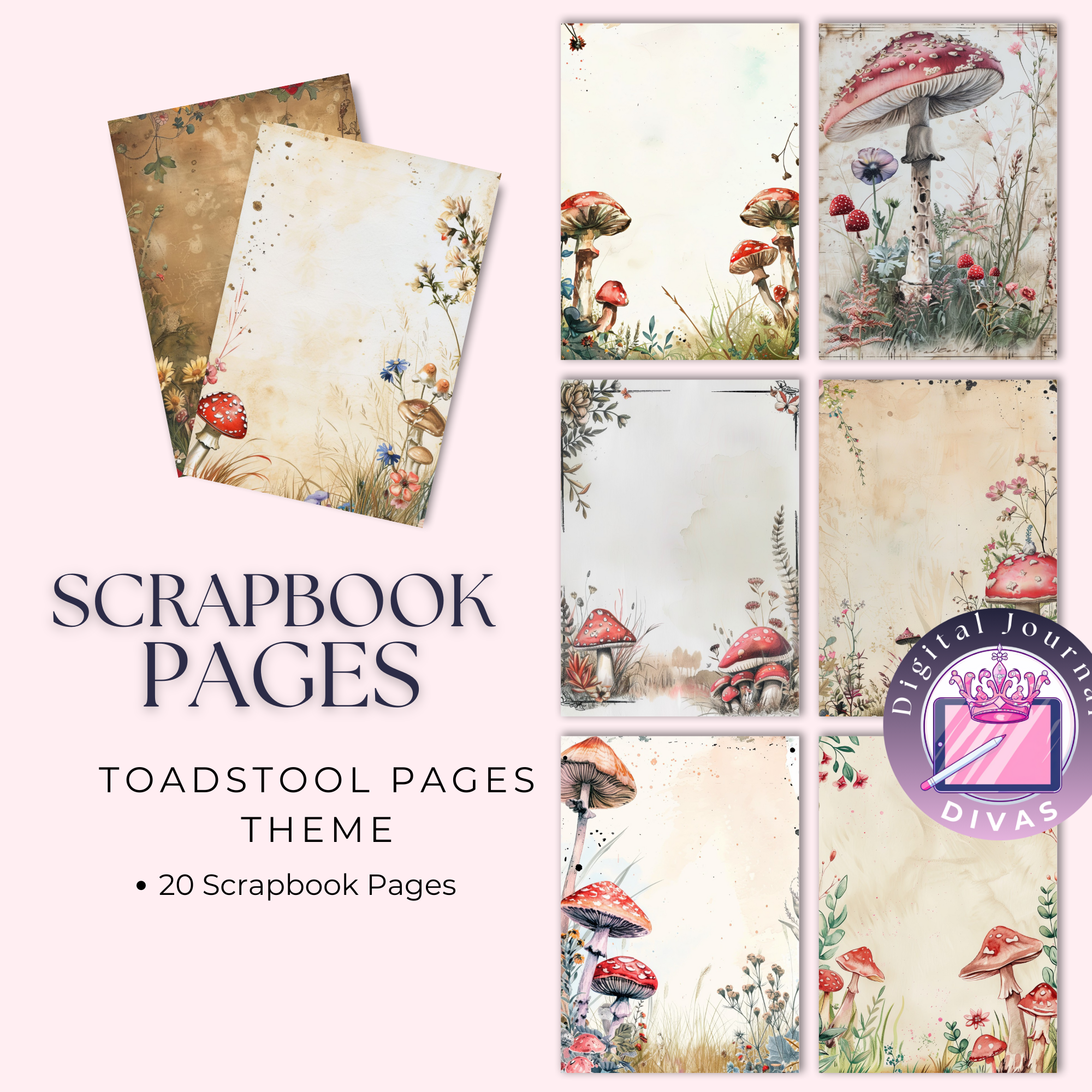 [Scrapbook Pages] Toadstool Pages 20 PNGs