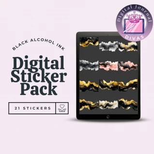 [Digital Stickers] Black Alcohol Ink 21 PNGs