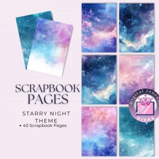 [Scrapbook Pages] Starry Nights Pages 40 PNGs