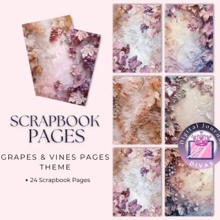 [Scrapbook Pages] Grapes & Vines Pages 24 PNGs