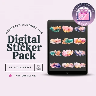 [Digital Stickers] Assorted Alcohol Ink (No Outline) 16 PNGs