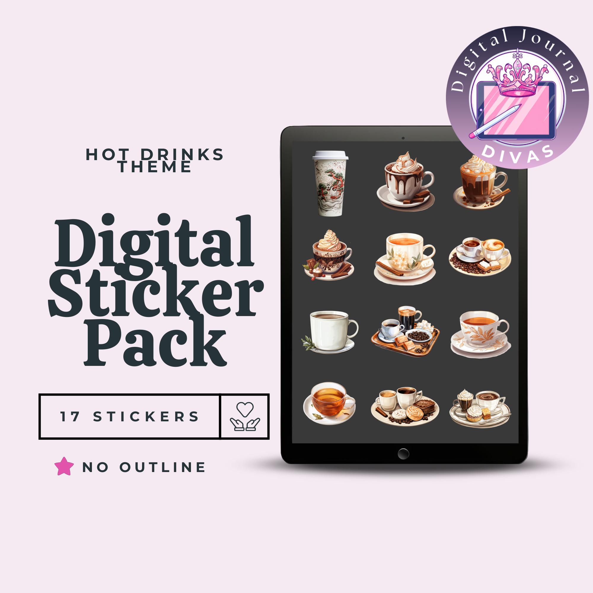 [Digital Stickers] Hot Drinks (No Outline) 17 PNGs