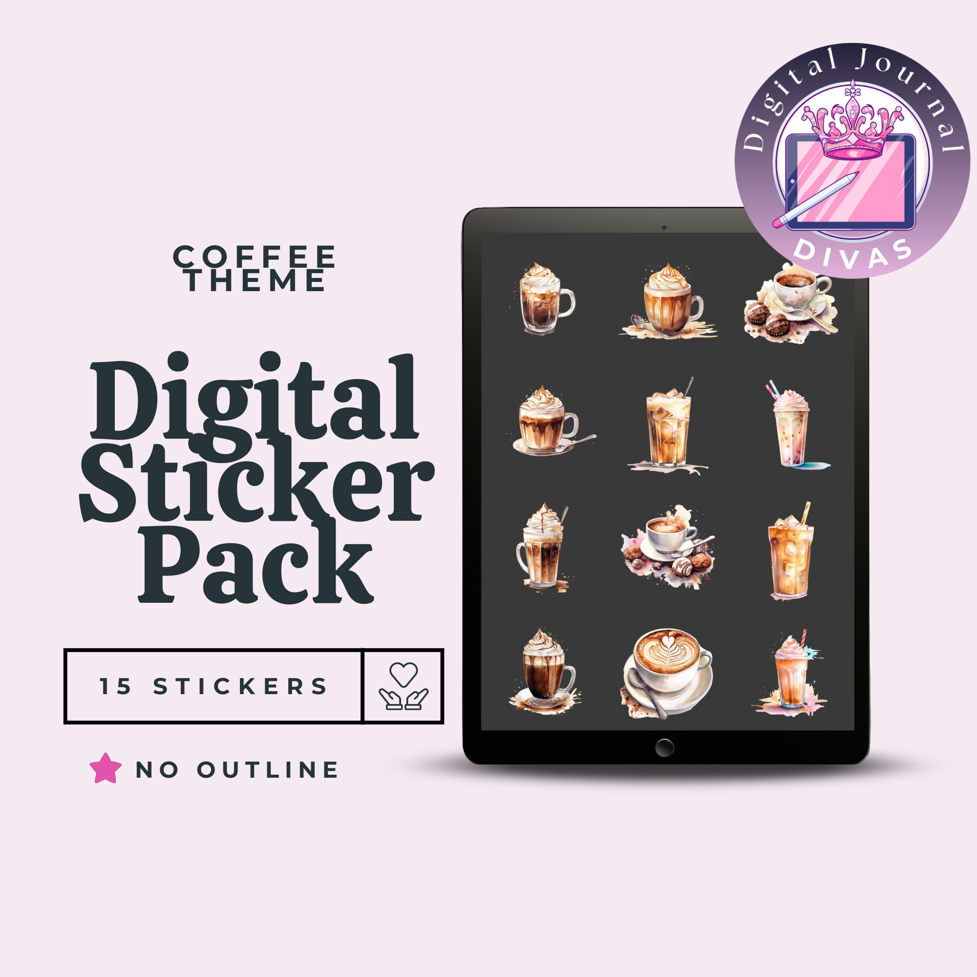 [Digital Stickers] Coffee (No Outline) 15 PNGs
