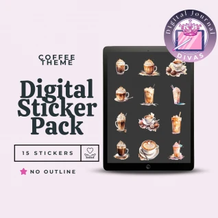 [Digital Stickers] Coffee (No Outline) 15 PNGs