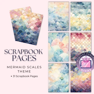 [Scrapbook Pages] Mermaid Scales Pages 31 PNGs
