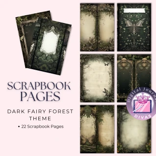 [Scrapbook Pages] Dark Fairy Forest Pages 22 PNGs