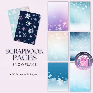 [Scrapbook Pages] Snowflake Pages 36 PNGs