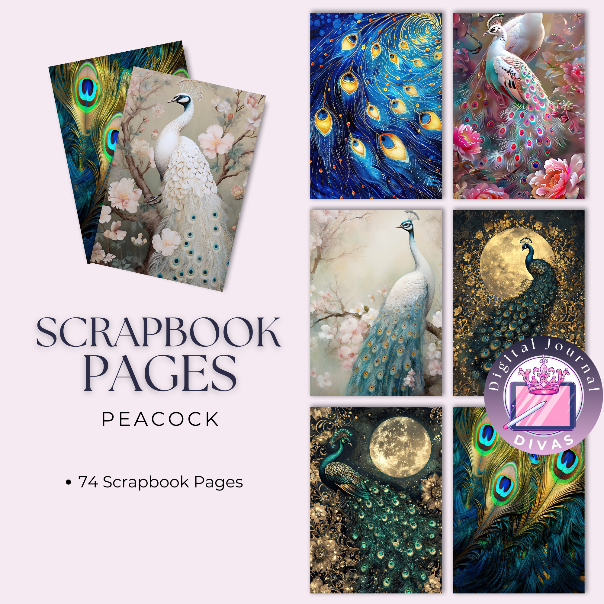 [Scrapbook Pages] Peacock Pages 74 PNGs