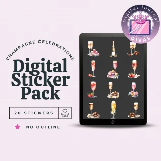 [Digital Stickers] Champagne Celebrations (No Outline ) 20 PNGs