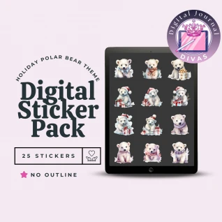 [Digital Stickers] Holiday Polar Bear (No Outline ) 25 PNGs