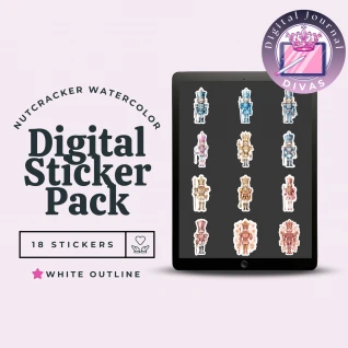 [Digital Stickers] Nutcracker Watercolor (White Outline ) 18 PNGs