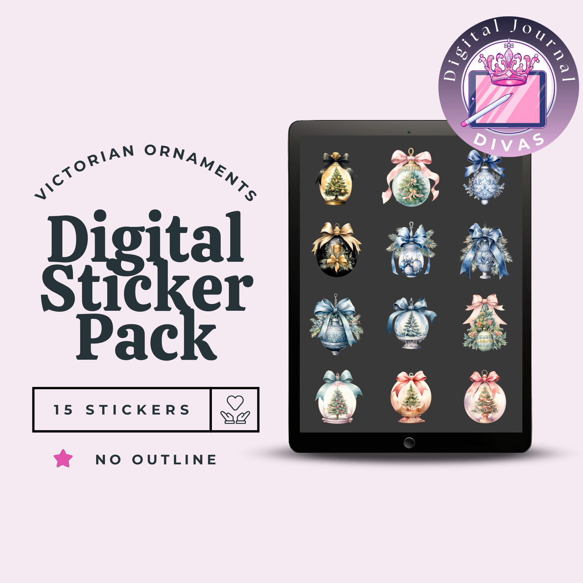 [Digital Stickers] Victorian Ornaments (No Outline ) 15 PNGs
