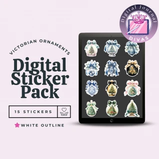 [Digital Stickers] Victorian Ornaments (White Outline ) 15 PNGs