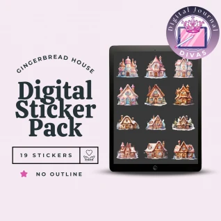 [Digital Stickers] Gingerbread House (No Outline) 19 PNGs
