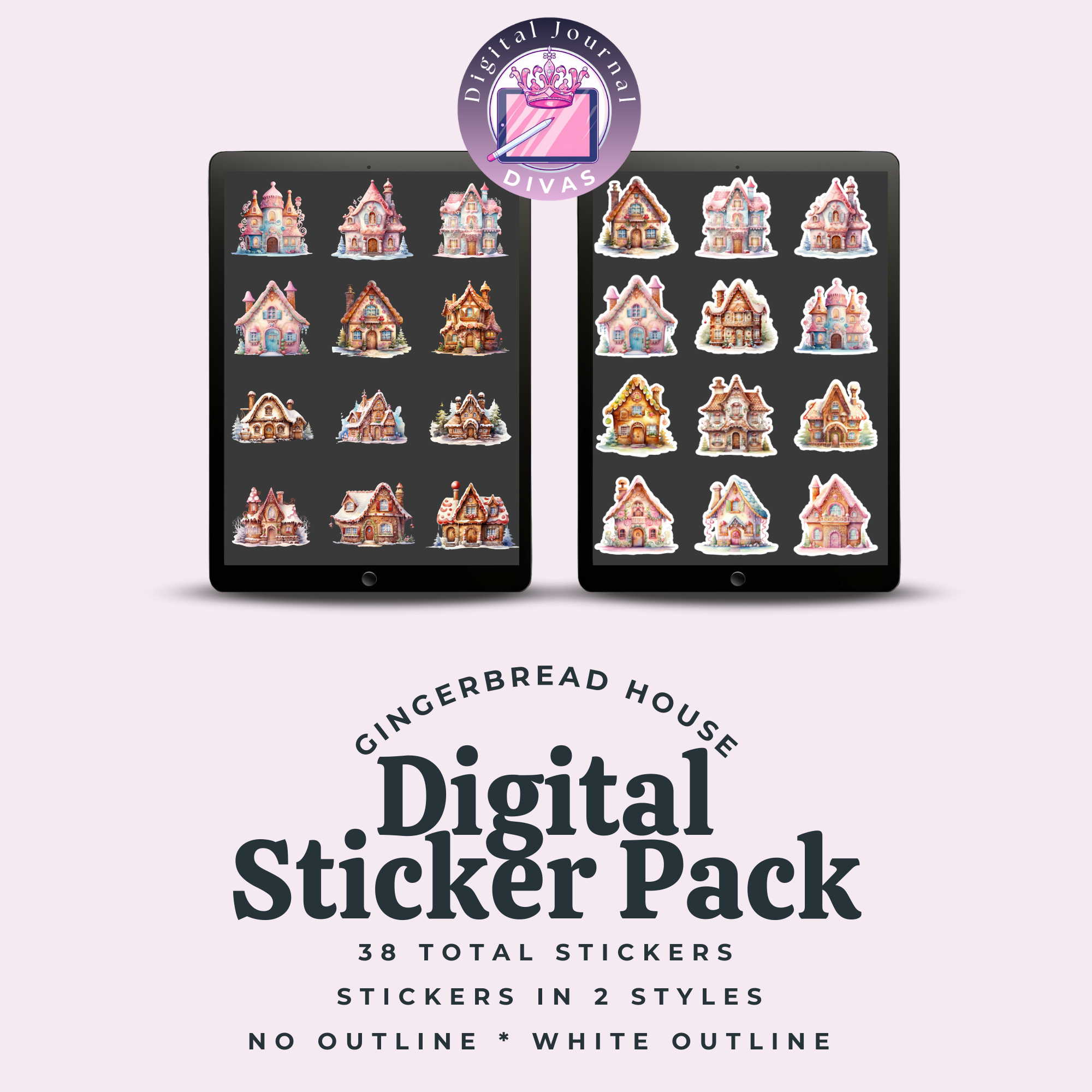 [Digital Stickers] Gingerbread House BUNDLE 38 PNGs