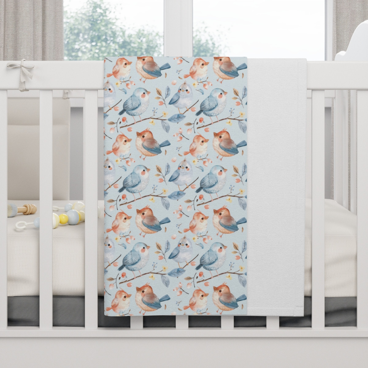 Soft Fleece Baby Blanket with Whimsical Bird Design - Perfect for Baby Showers & Cozy Nursery Decor
