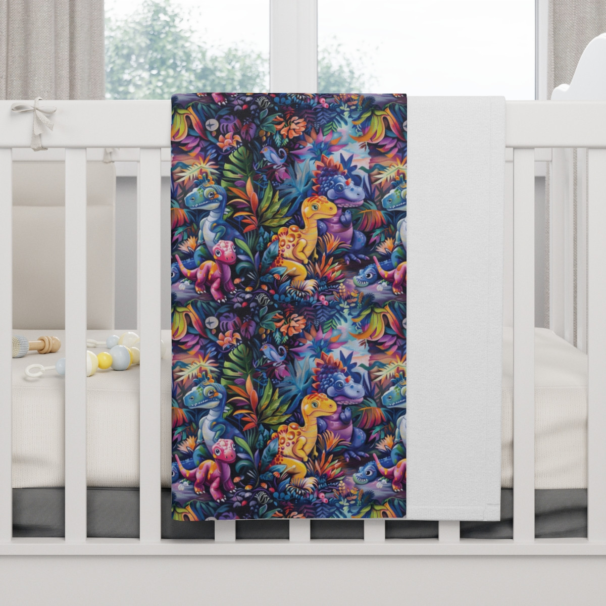Colorful Dinosaur Baby Blanket - Soft Fleece for Cozy Comfort