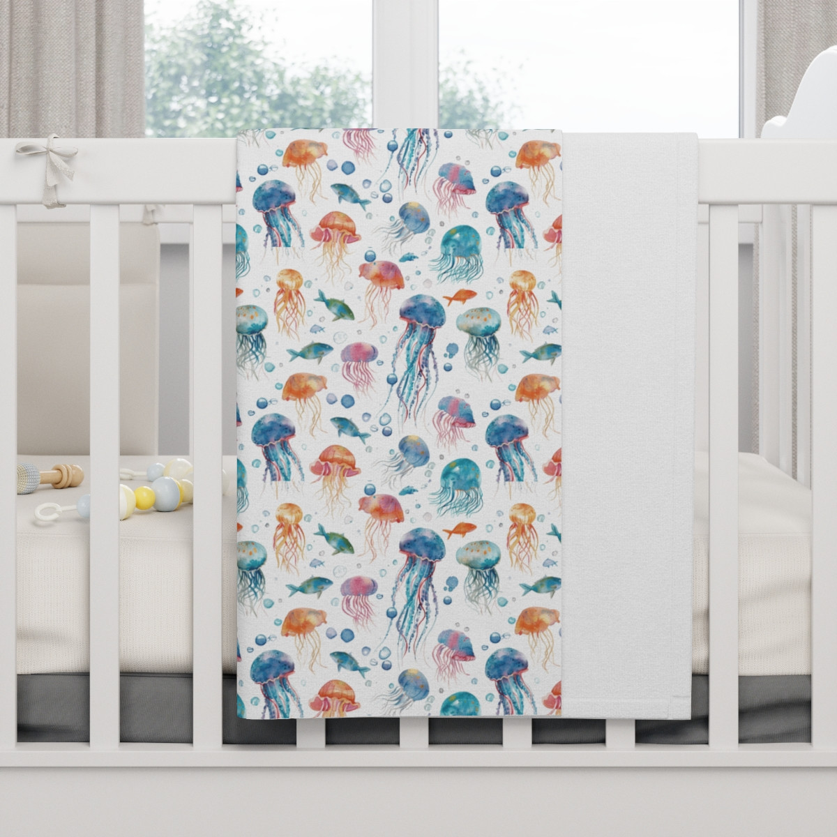 Colorful Jellyfish Soft Fleece Baby Blanket - Perfect for Nursery Decor
